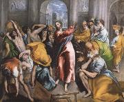 El Greco The Christ is driving businessman in the fane painting